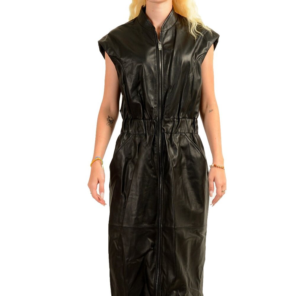 Scuderia Ferrari Women's Leather Full Zip Sleeveless Pencil Dress US M IT 42